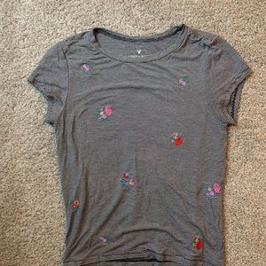 American Eagle striped, small flower print shirt!